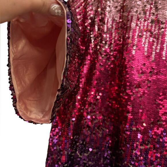 ModCloth Women’s NWT Pink and Purple Ombré Sequin Wide Sleeve Party Event Top - Picture 3 of 9